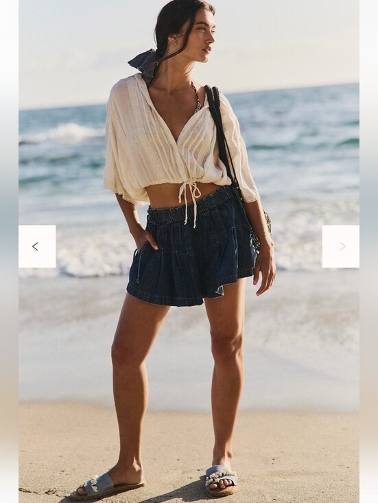 Free People Pants - Free People We The Free Croquet Shorties Color Mid Indigo Msrp $98